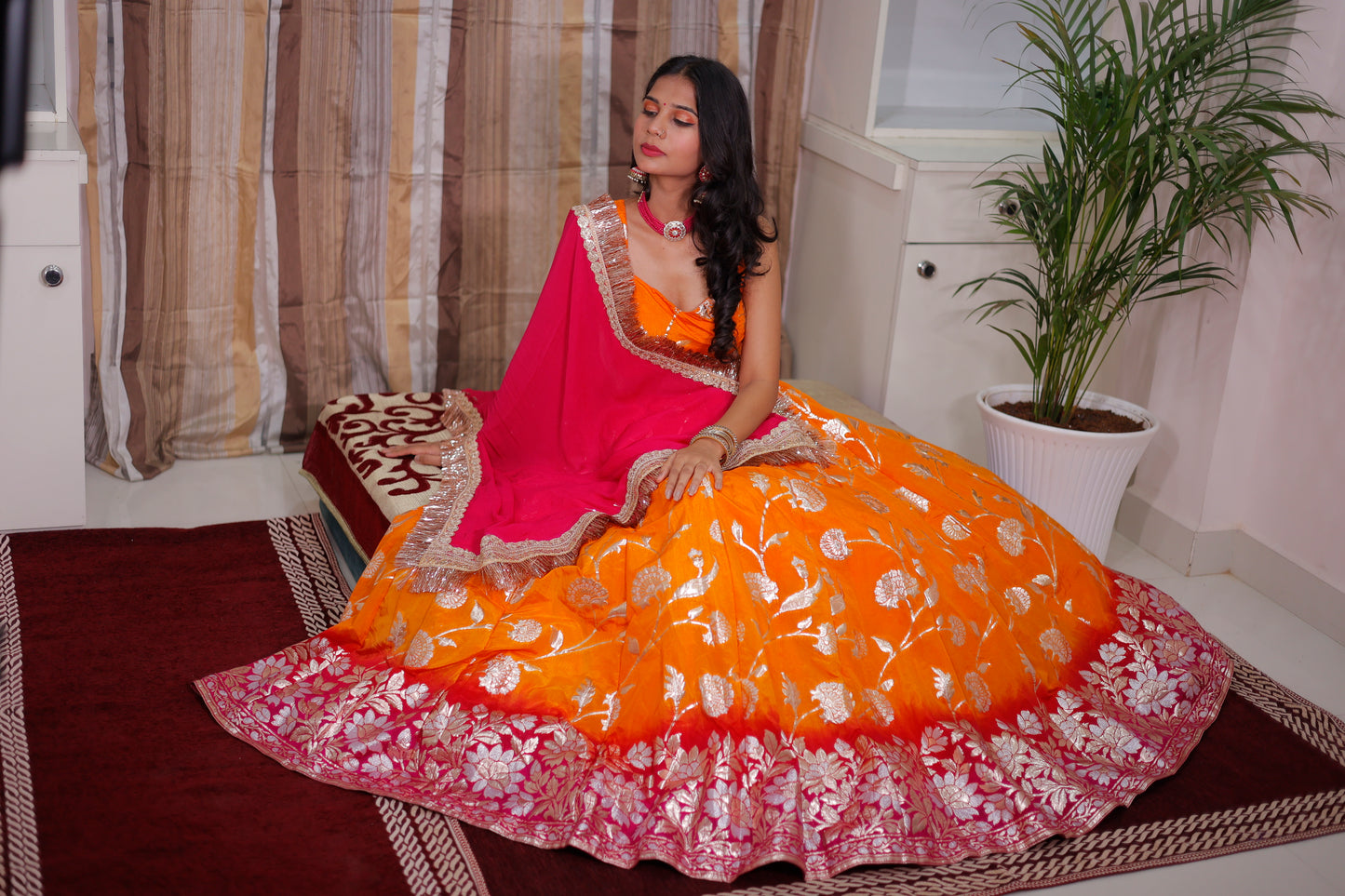 Jacquard Lehenga for women