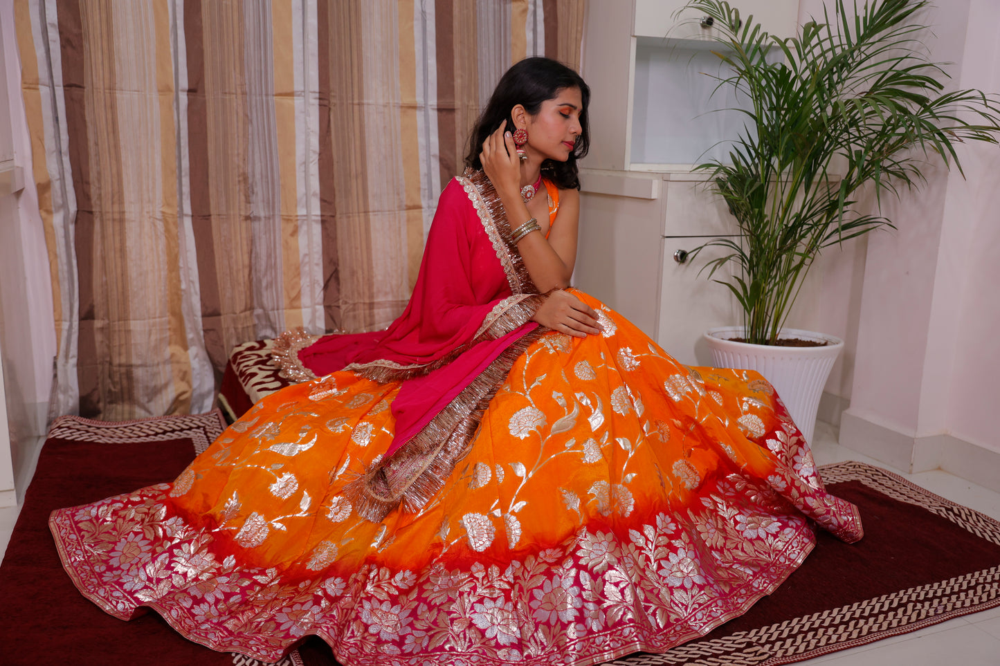 Jacquard Lehenga for women