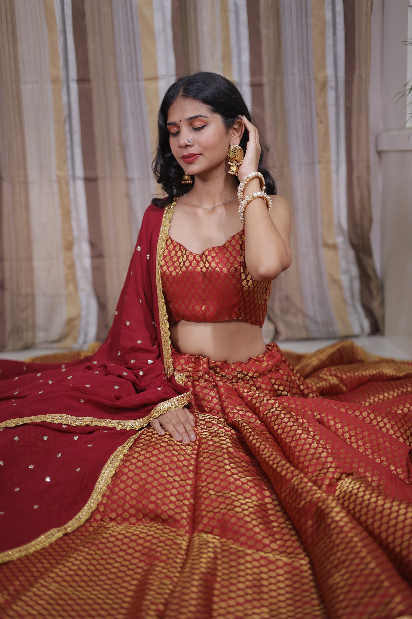 Jacquard Lehenga for women