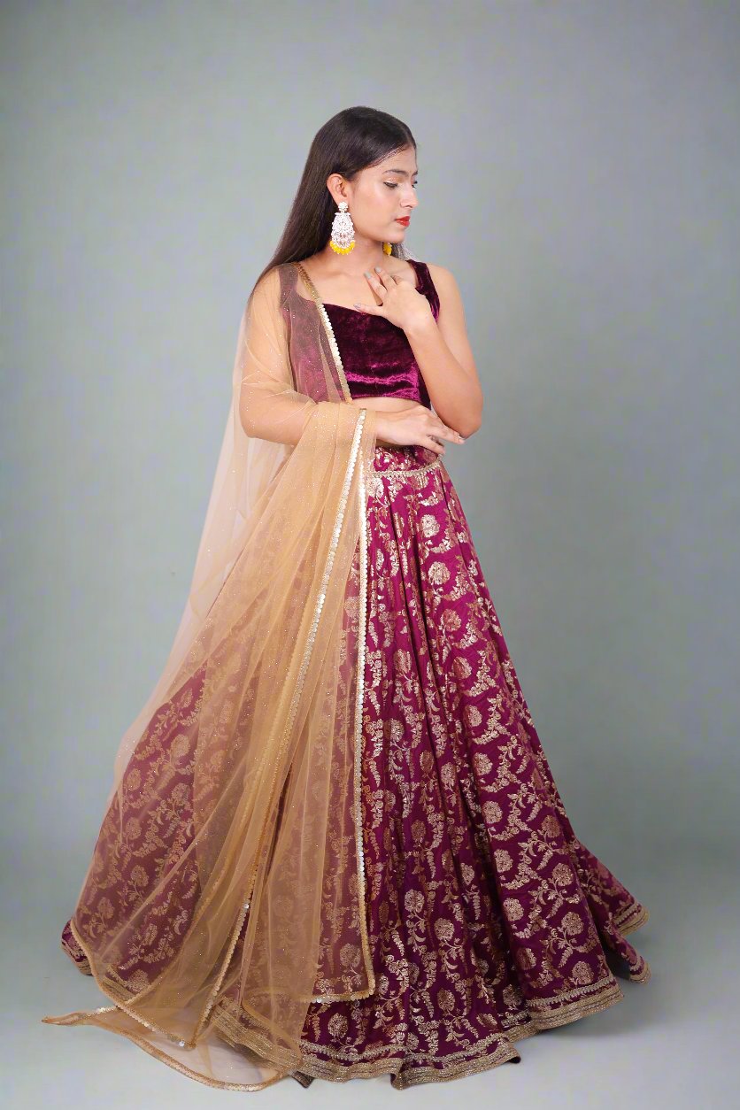 Jacquard Lehenga for women