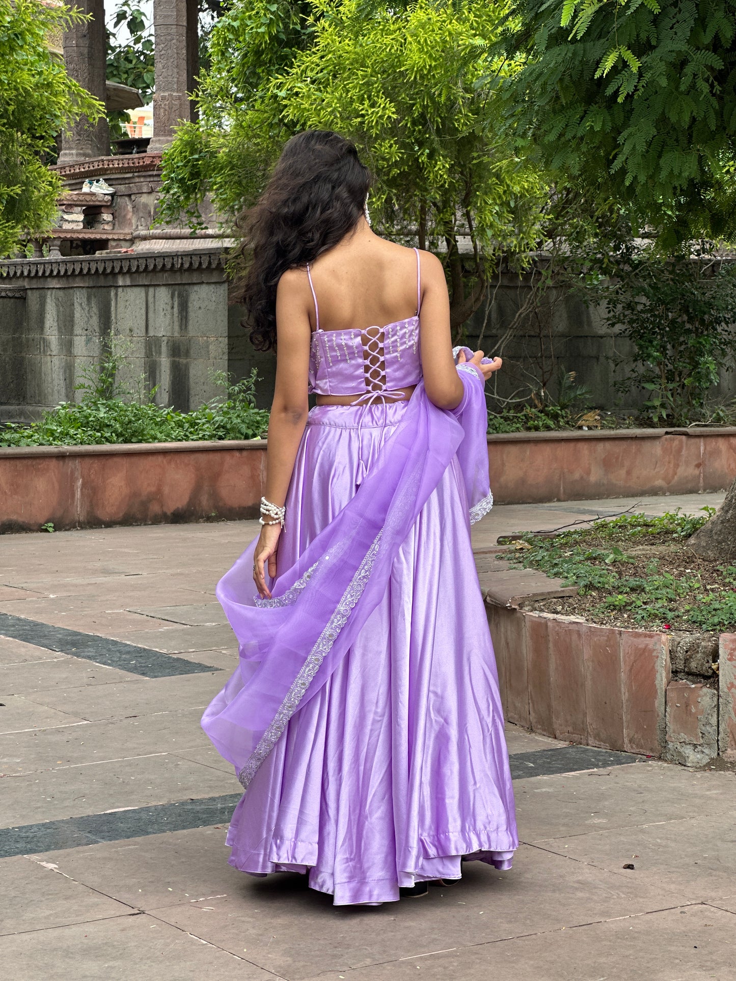 Lavender Satin Lehenga
