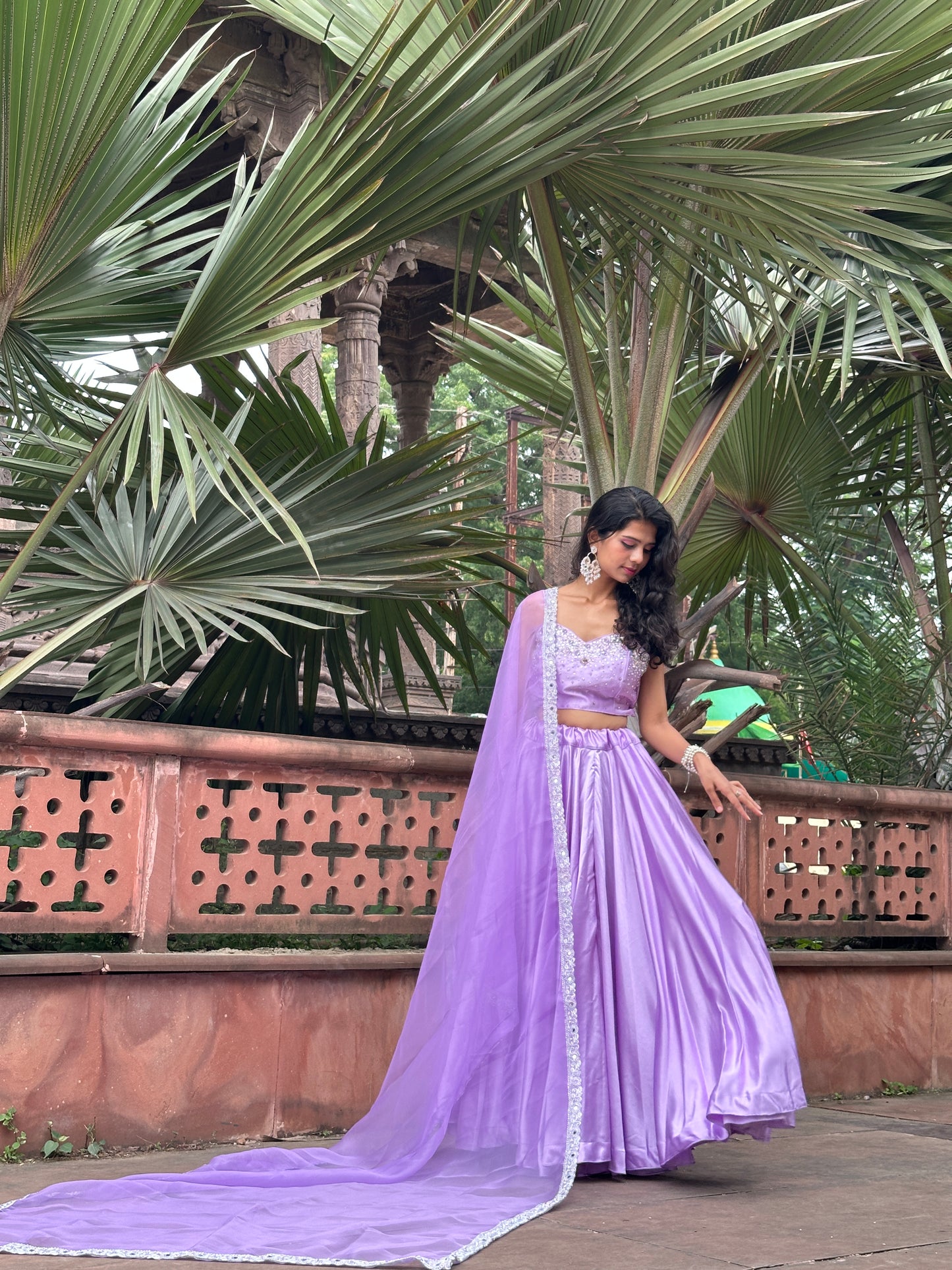 Lavender Satin Lehenga