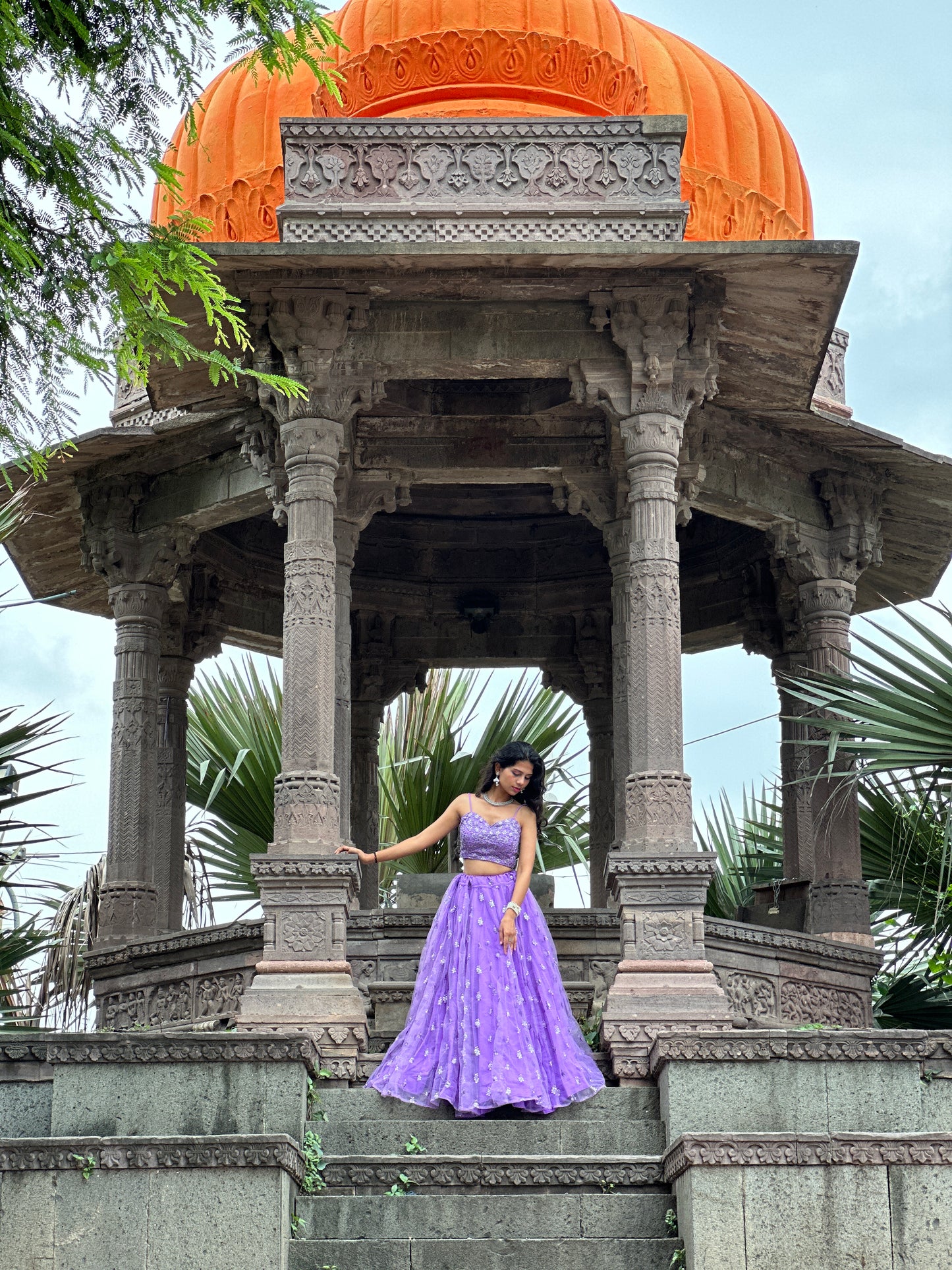 Purple Net Lehenga