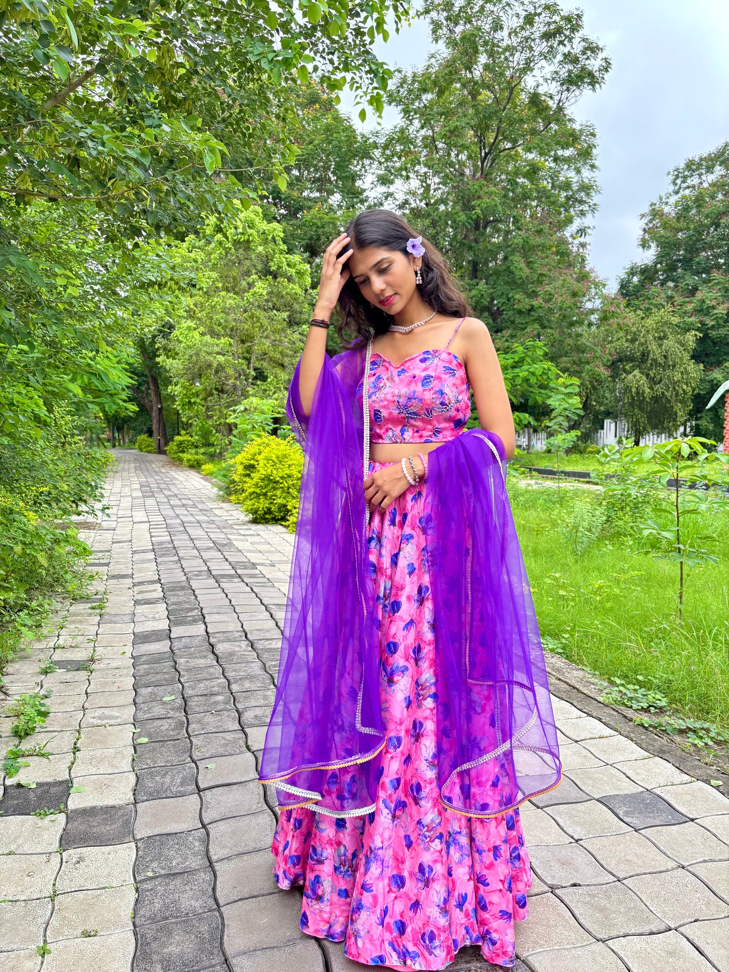 Pink Floral Lehenga