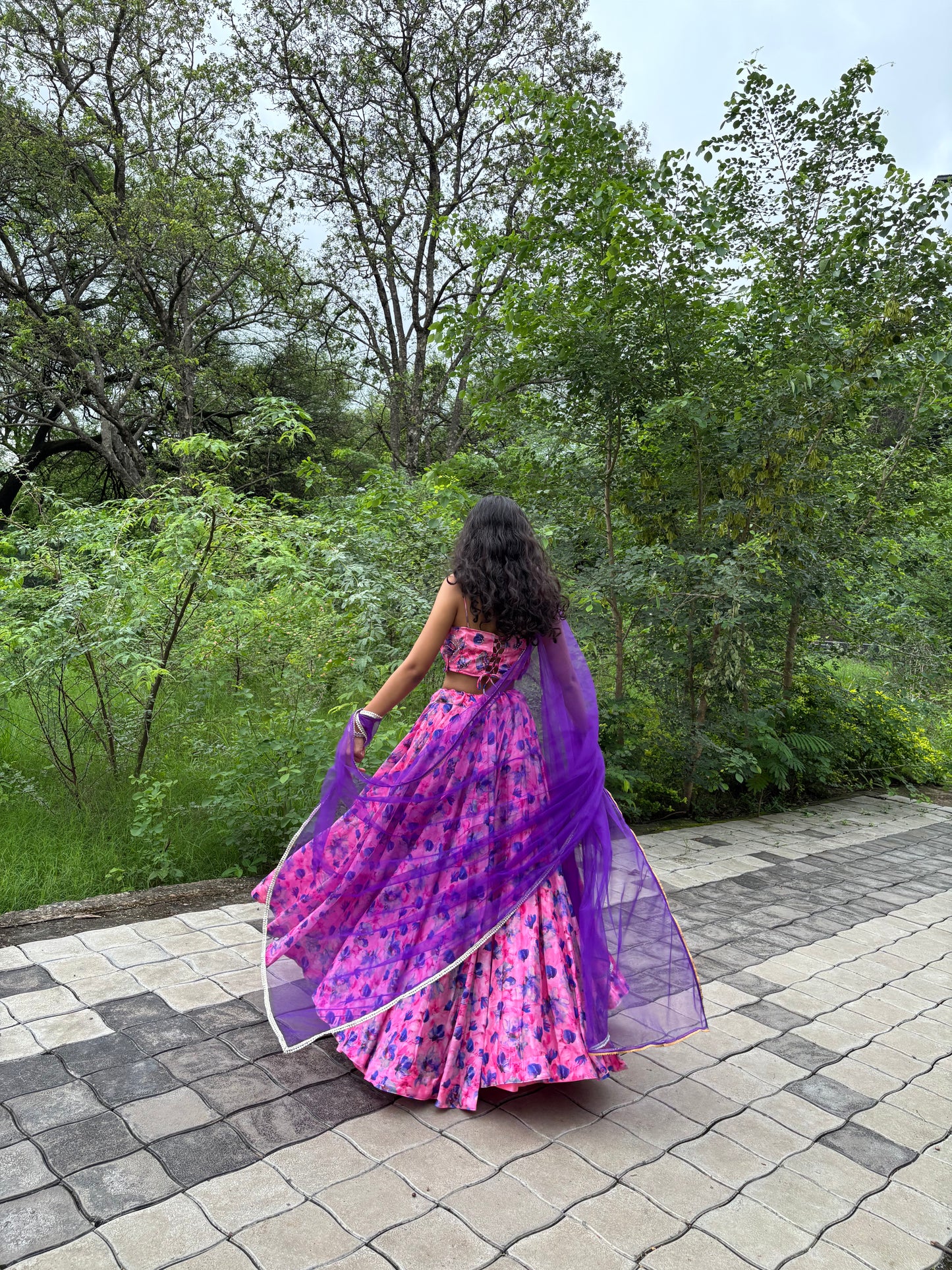 Pink Floral Lehenga