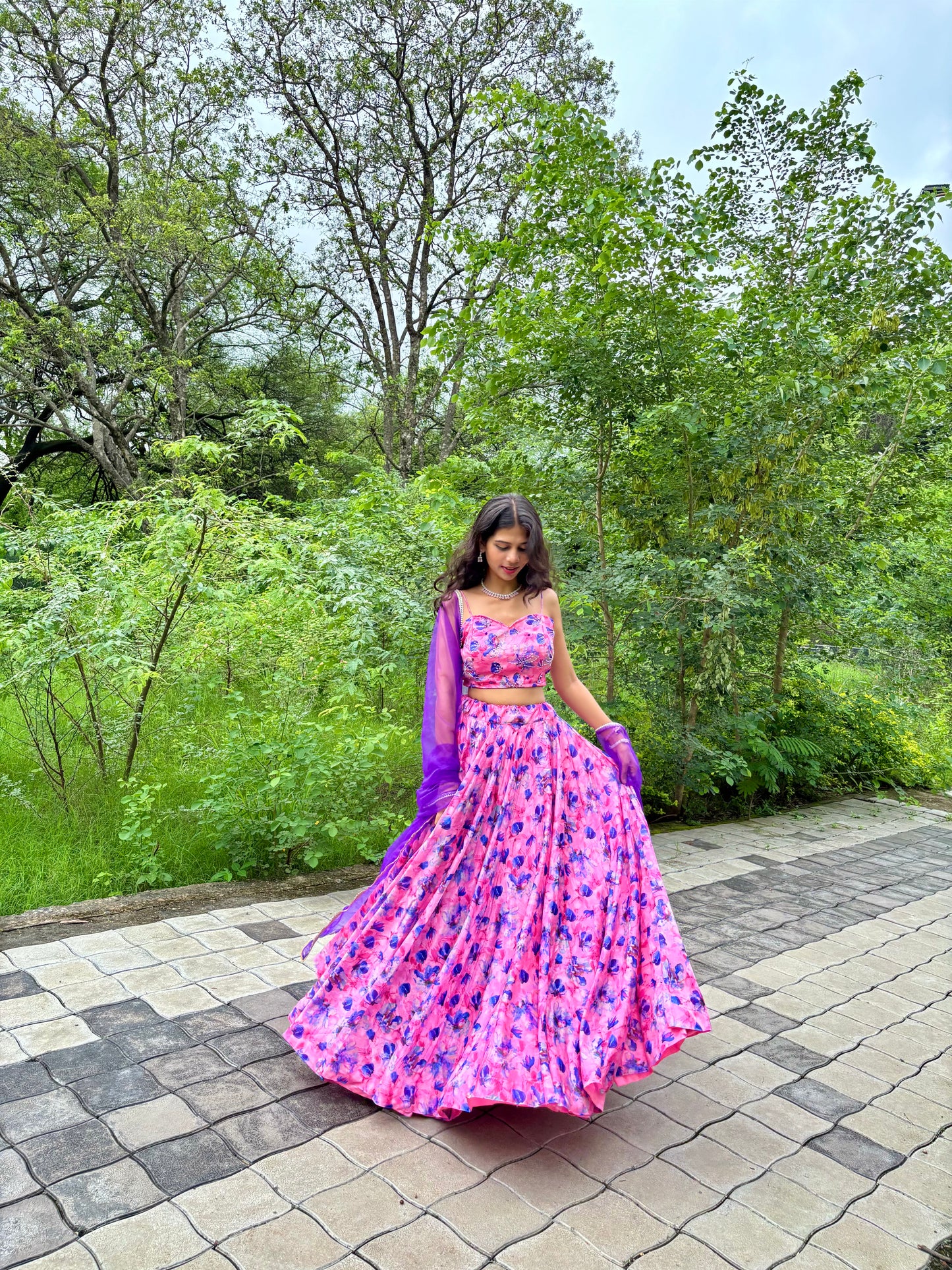Pink Floral Lehenga