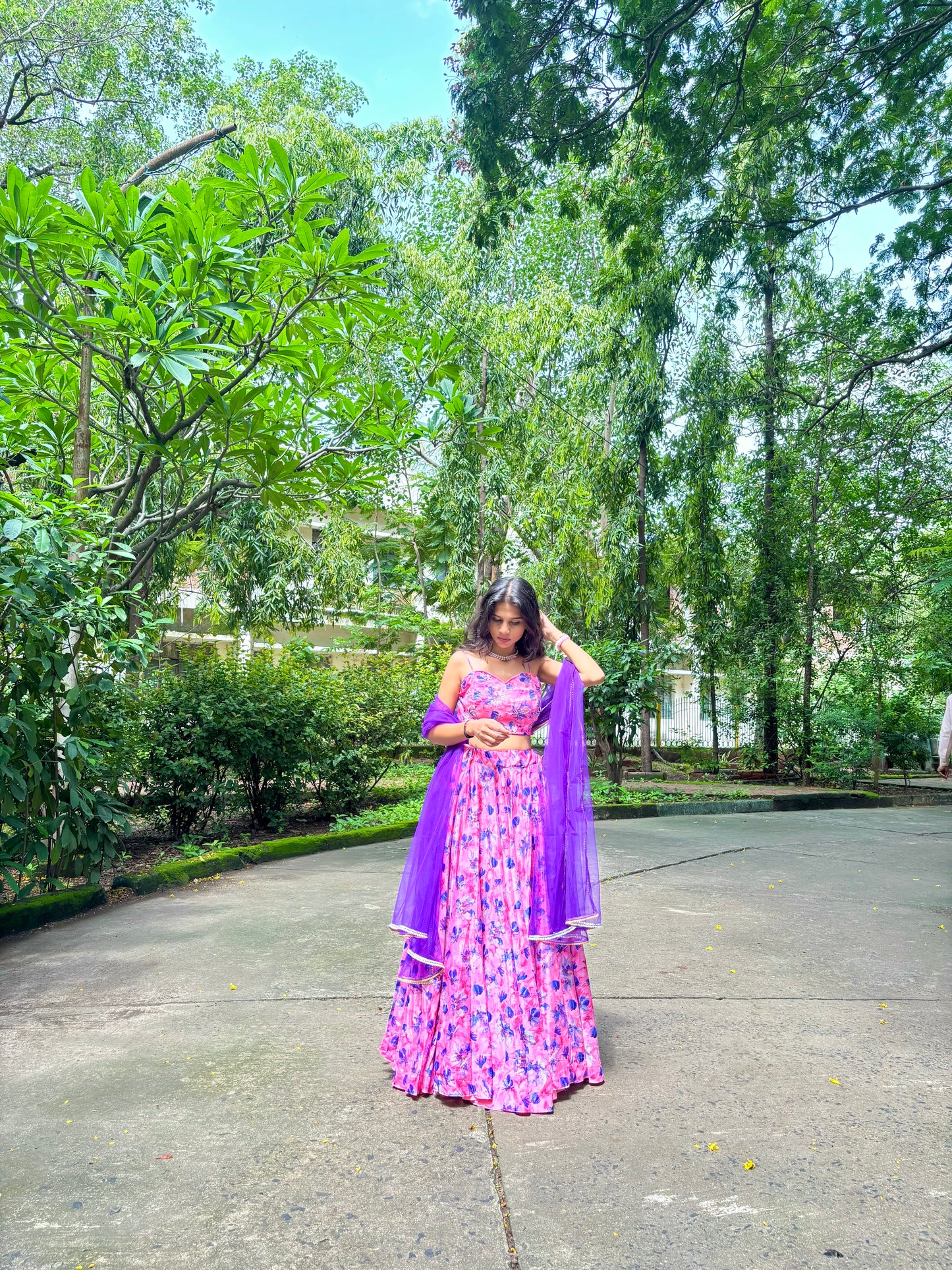 Pink Floral Lehenga