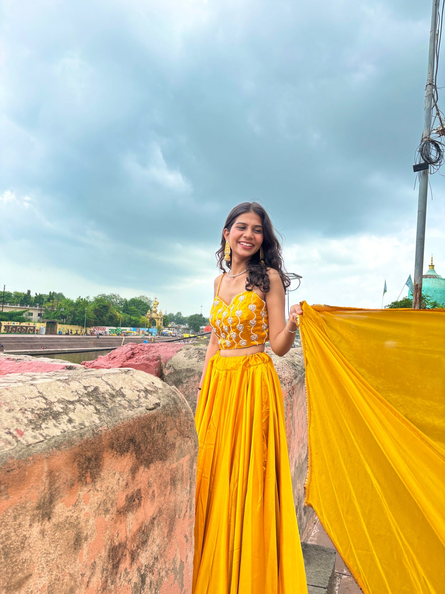 Yellow Satin Lehenga