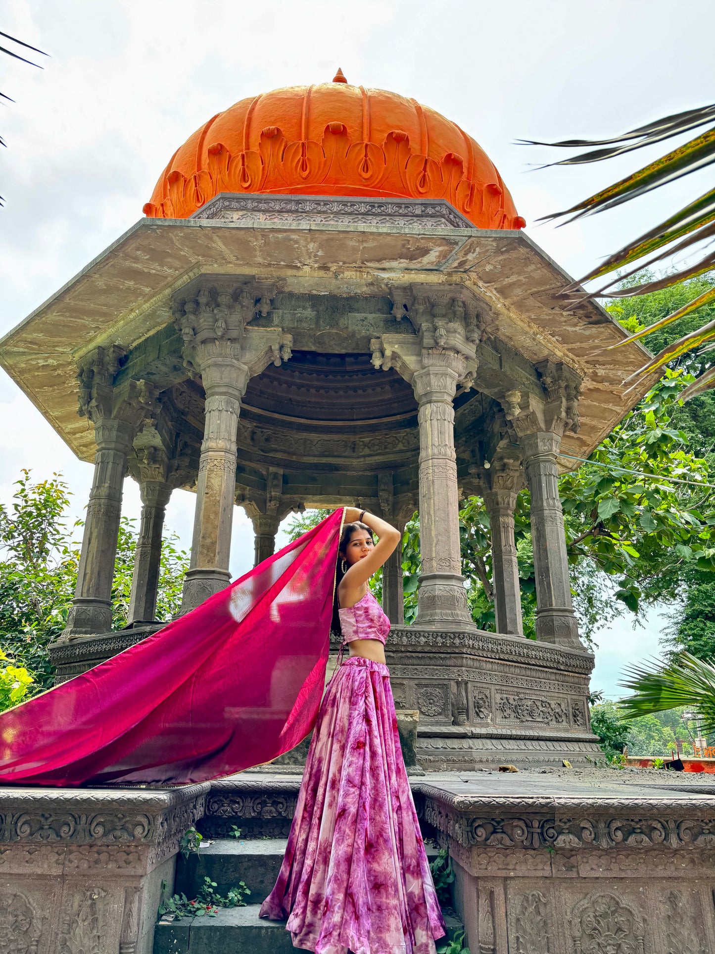 Pink Shaded Satin Lehenga