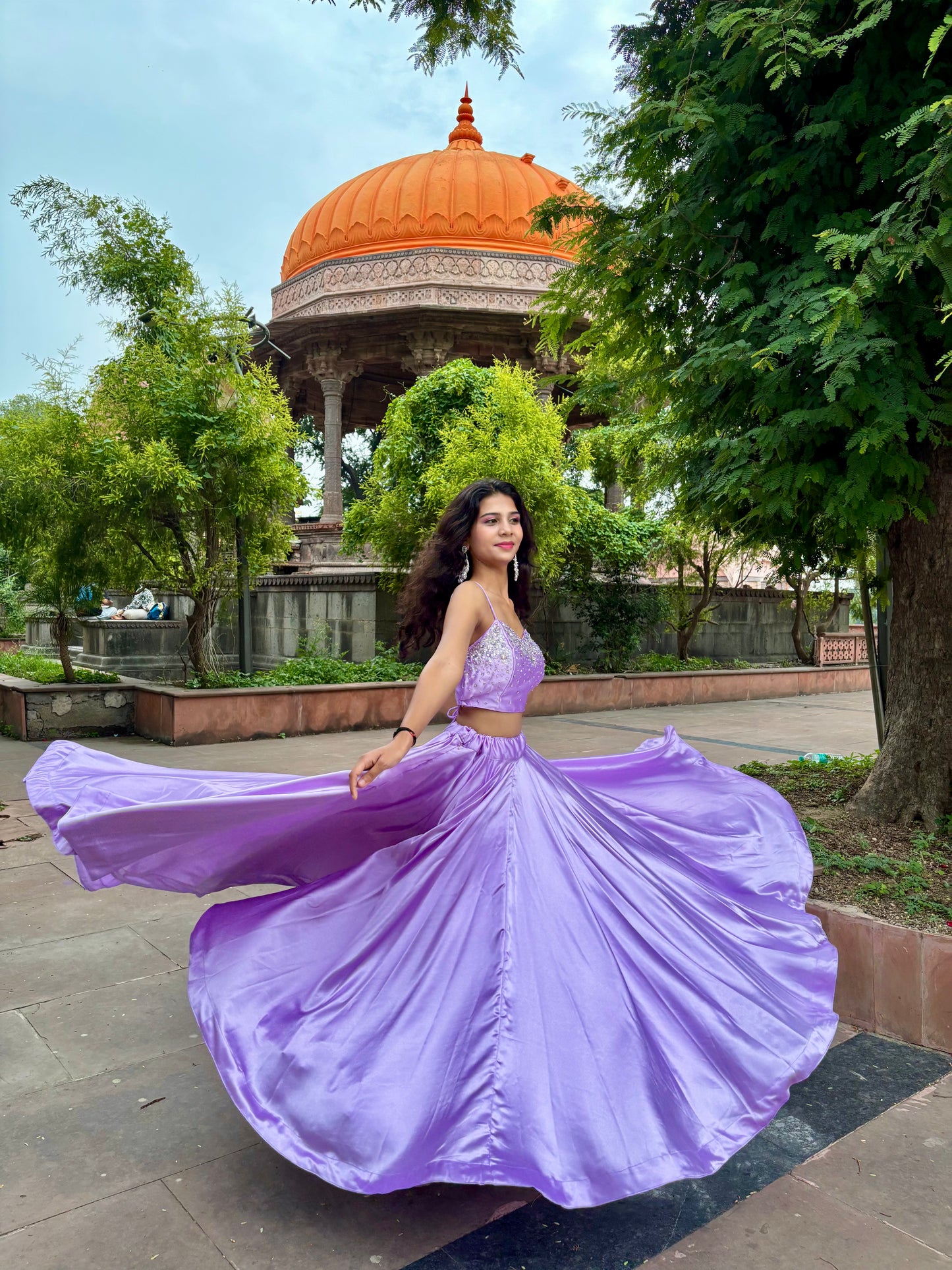 Lavender Satin Lehenga