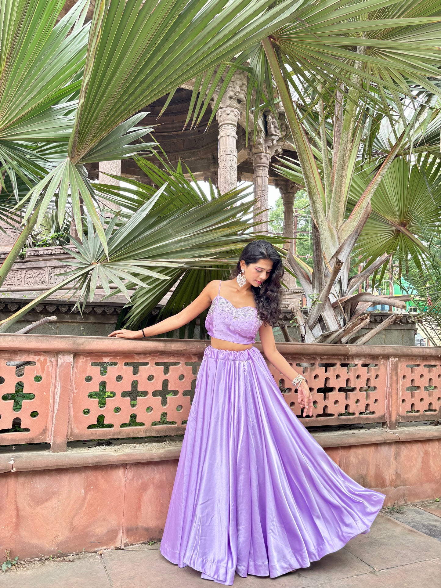 Lavender Satin Lehenga