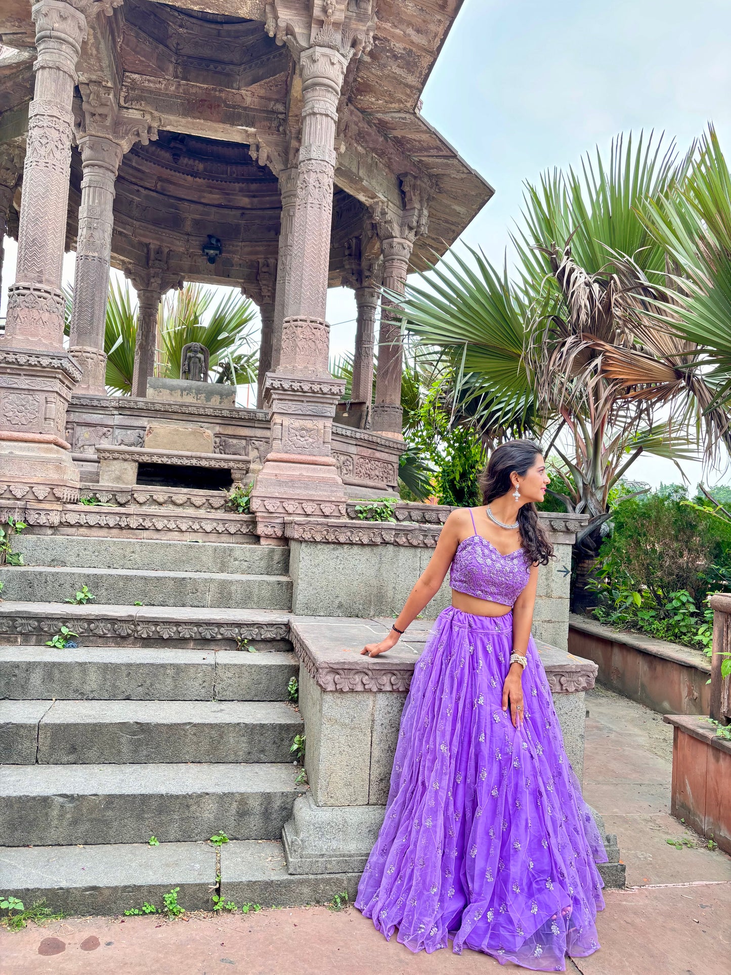 Purple Net Lehenga