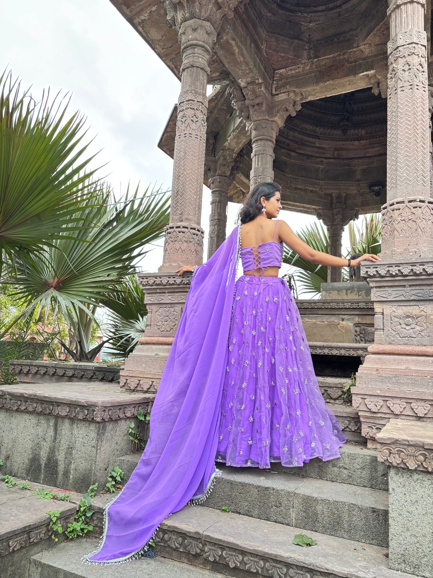 Purple Net Lehenga