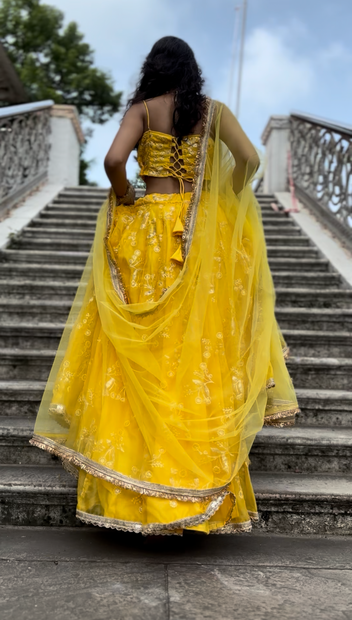 Yellow Organza Lehenga