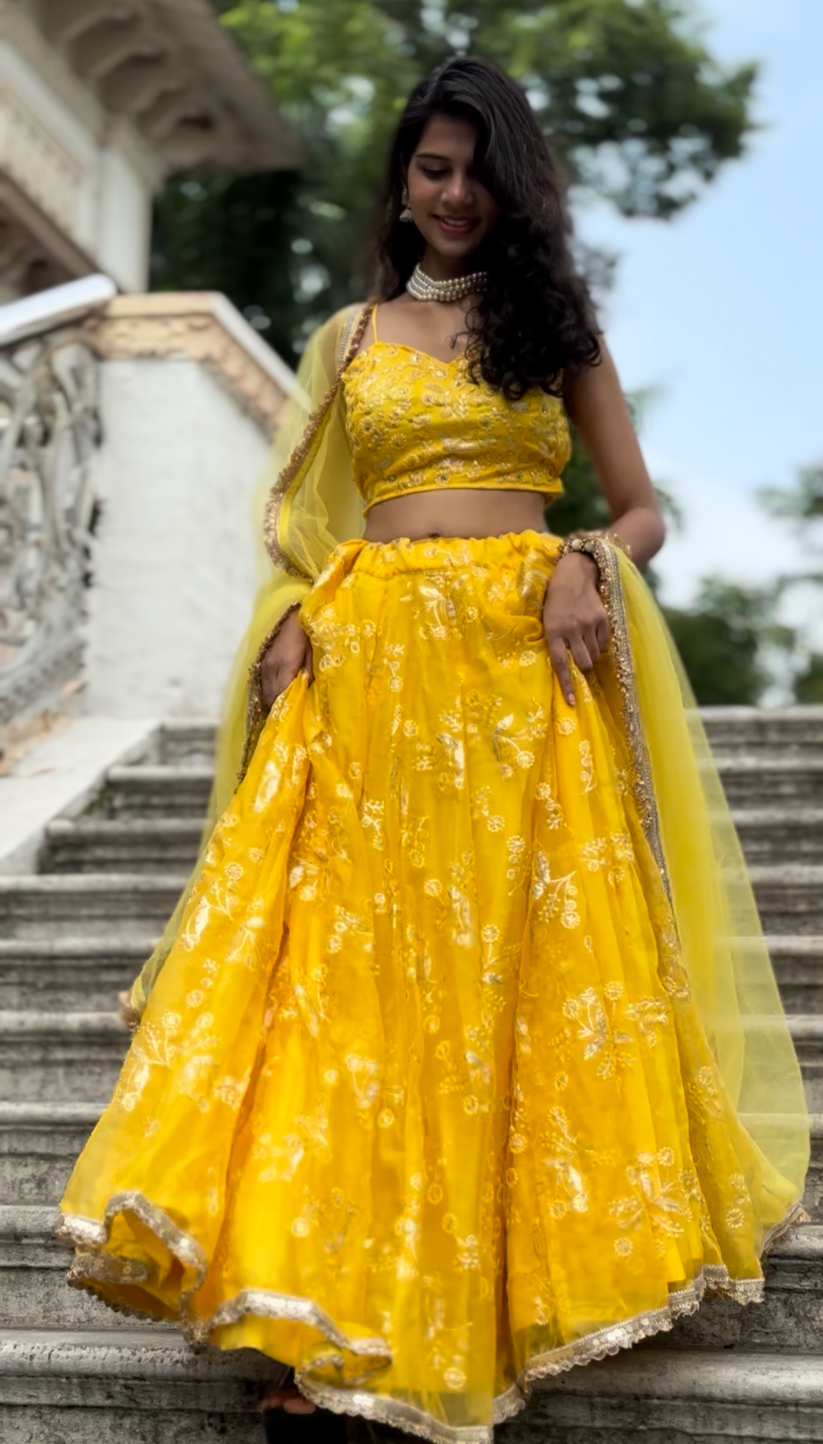 Yellow Organza Lehenga