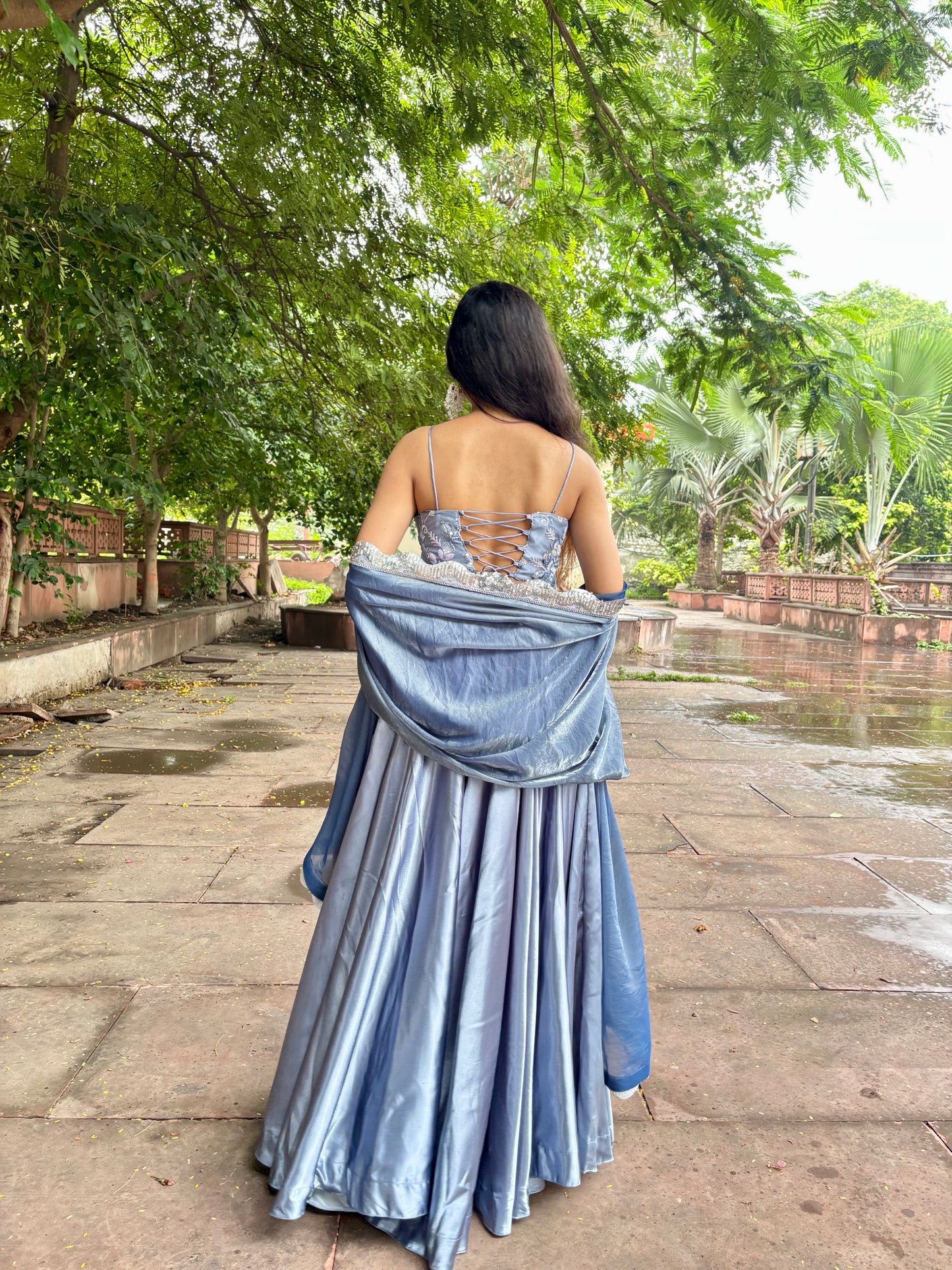 Grey Satin Lehenga