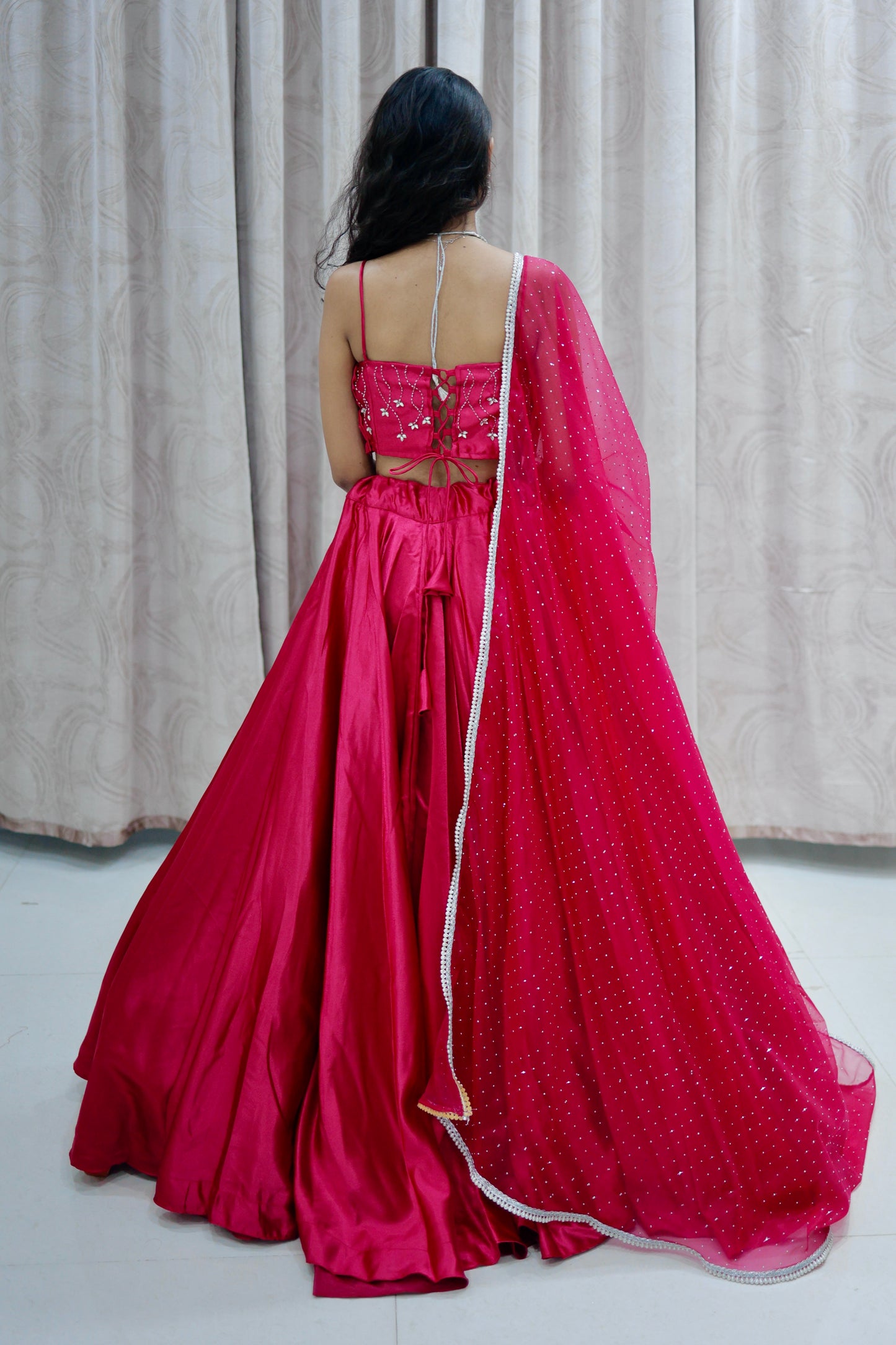 Pink Satin Lehenga