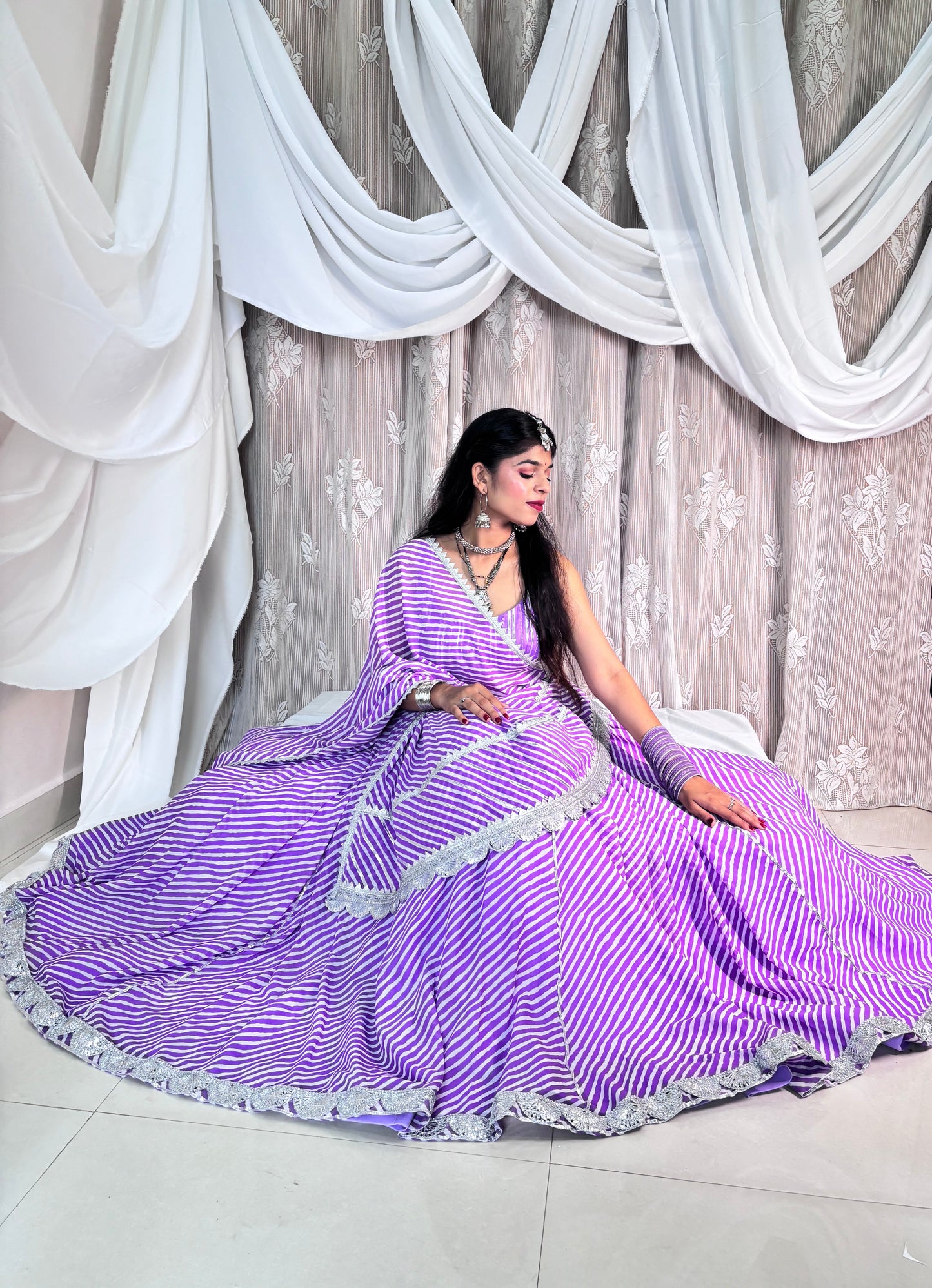 Purple Leheriya Lehenga
