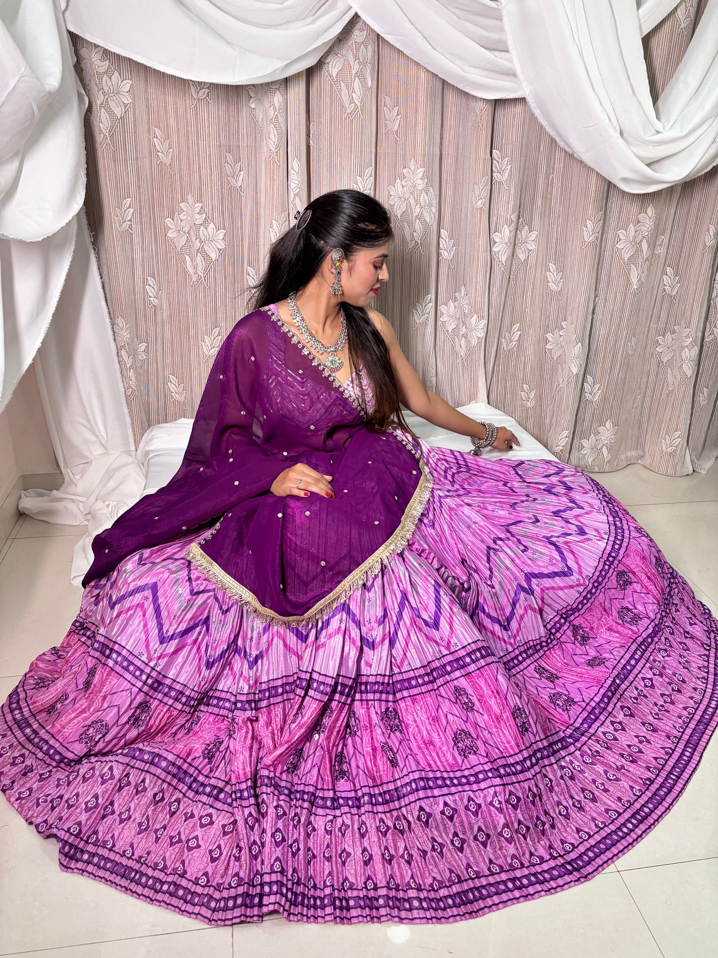 Purple Crush Leheriya Lehenga