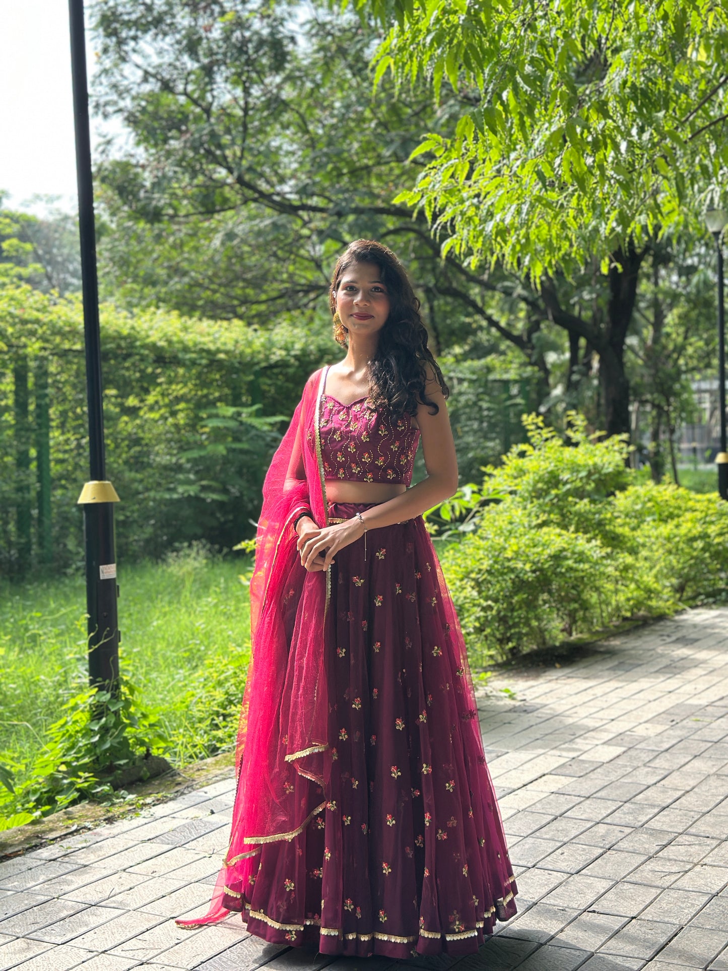 Wine Net Lehenga