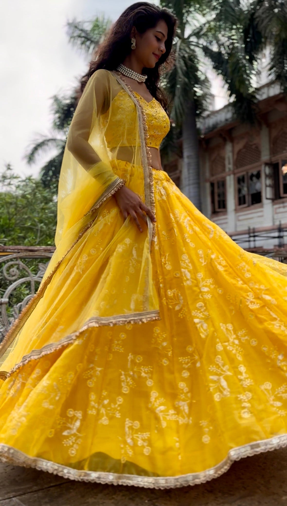 Yellow Organza Lehenga