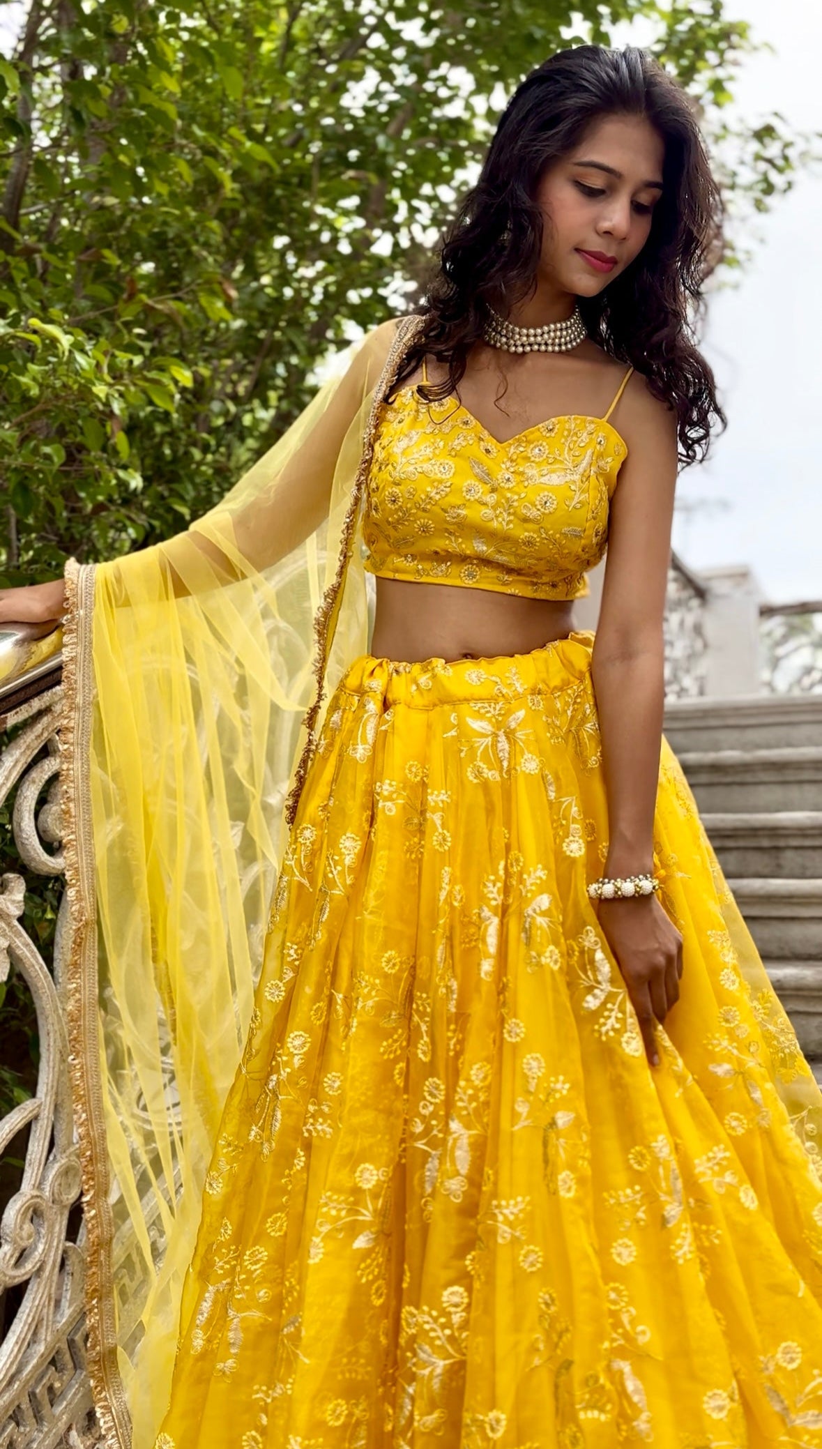 Yellow Organza Lehenga