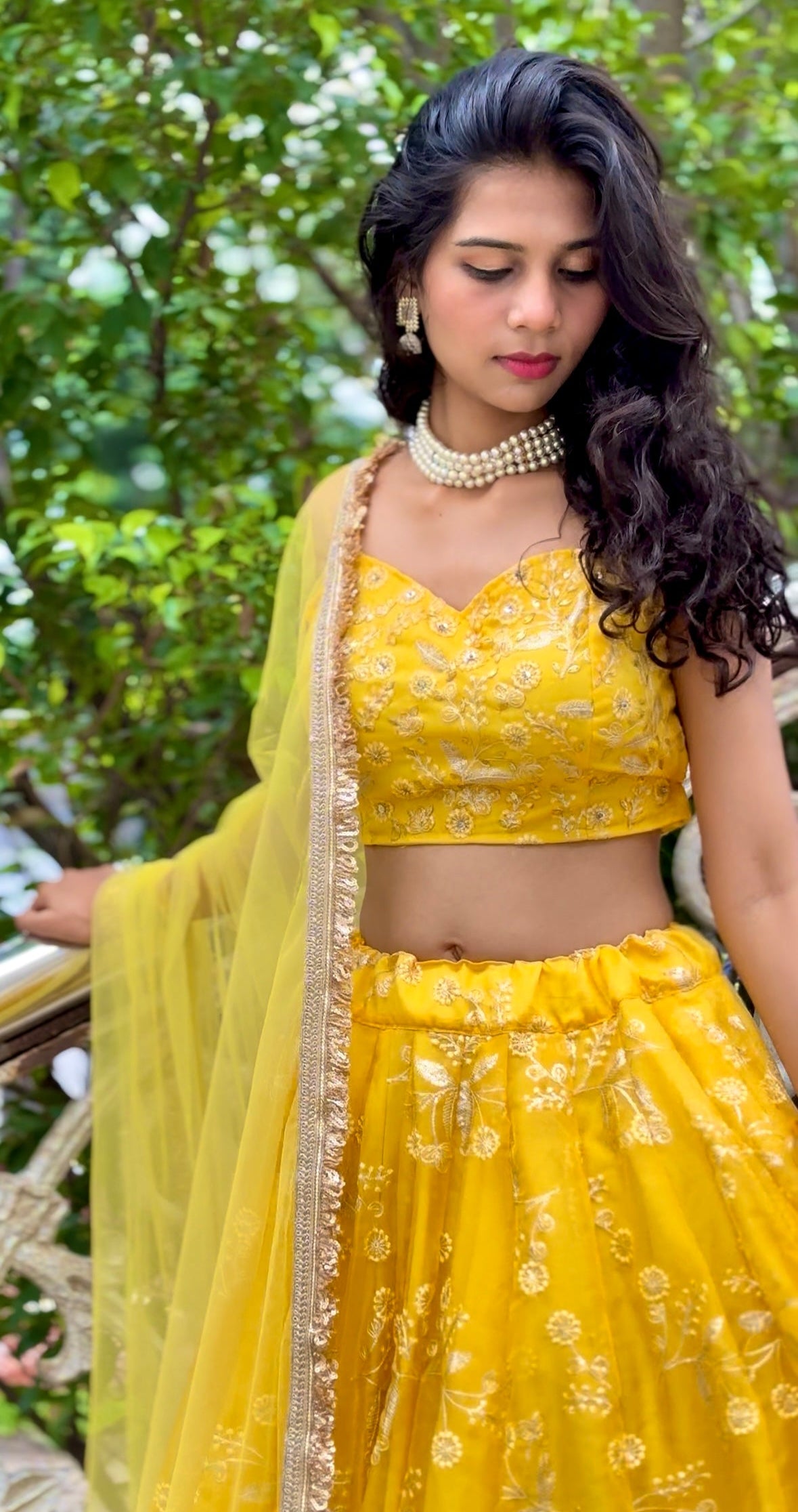 Yellow Organza Lehenga