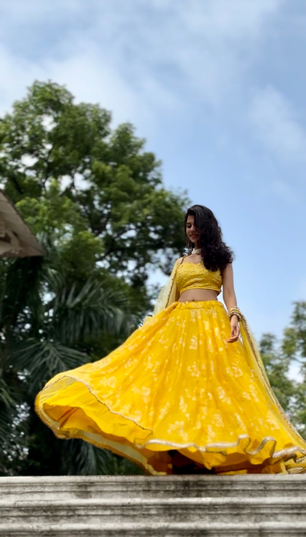 Yellow Organza Lehenga