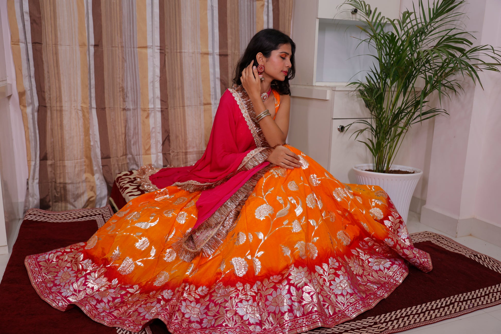 Jacquard Lehenga for women