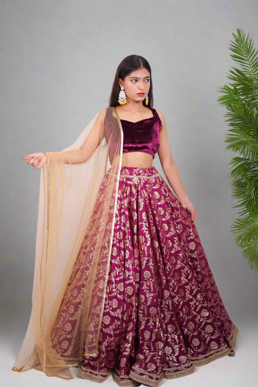 Jacquard Lehenga for women