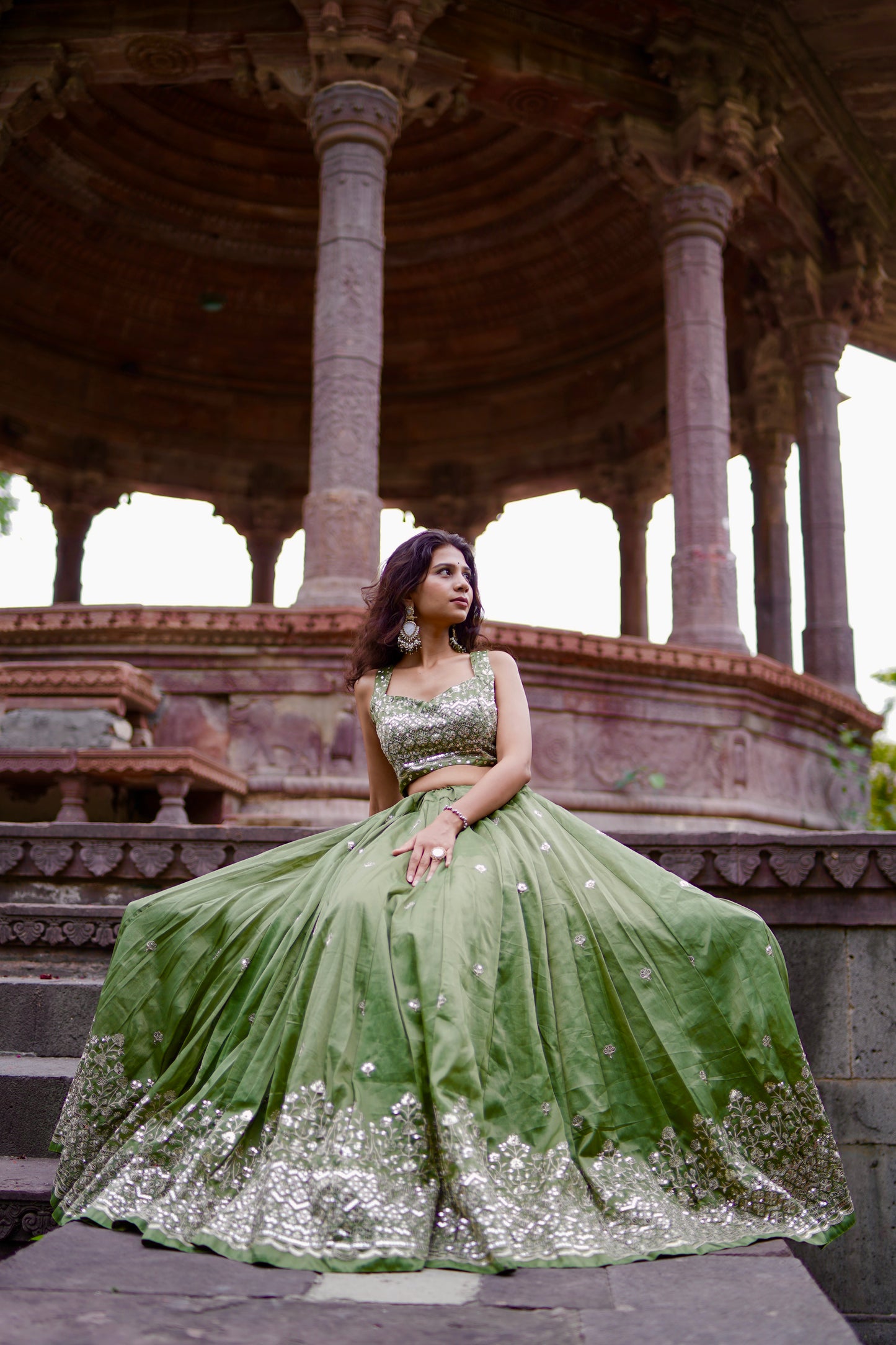 Green Zari Lehenga
