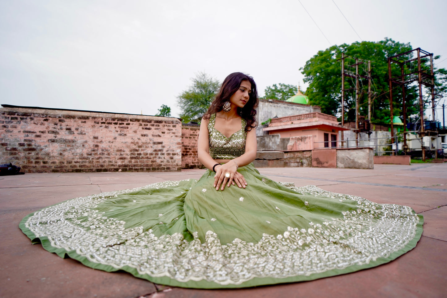 Green Zari Lehenga