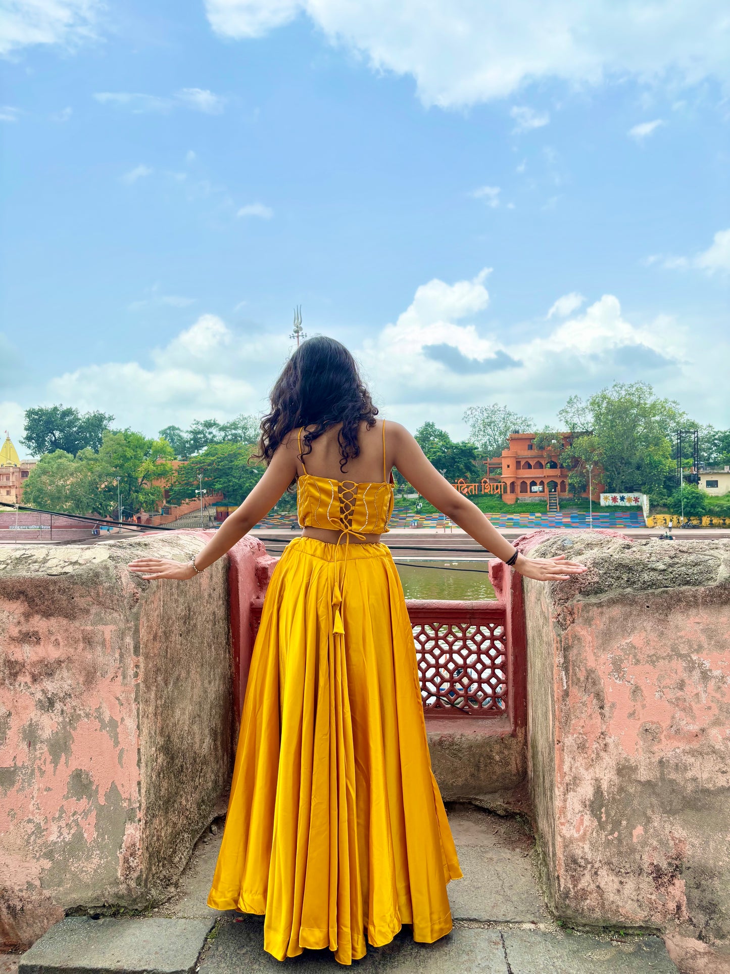 Yellow Satin Lehenga