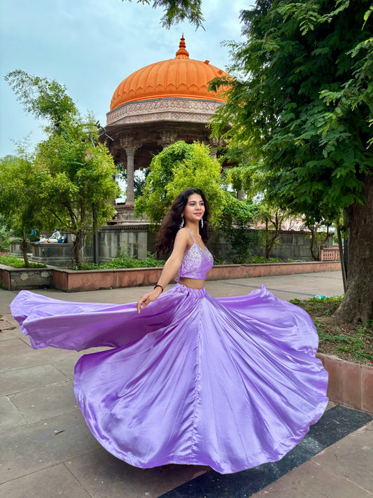 Lavender Satin Lehenga