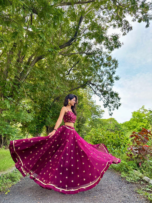 Wine Net Lehenga