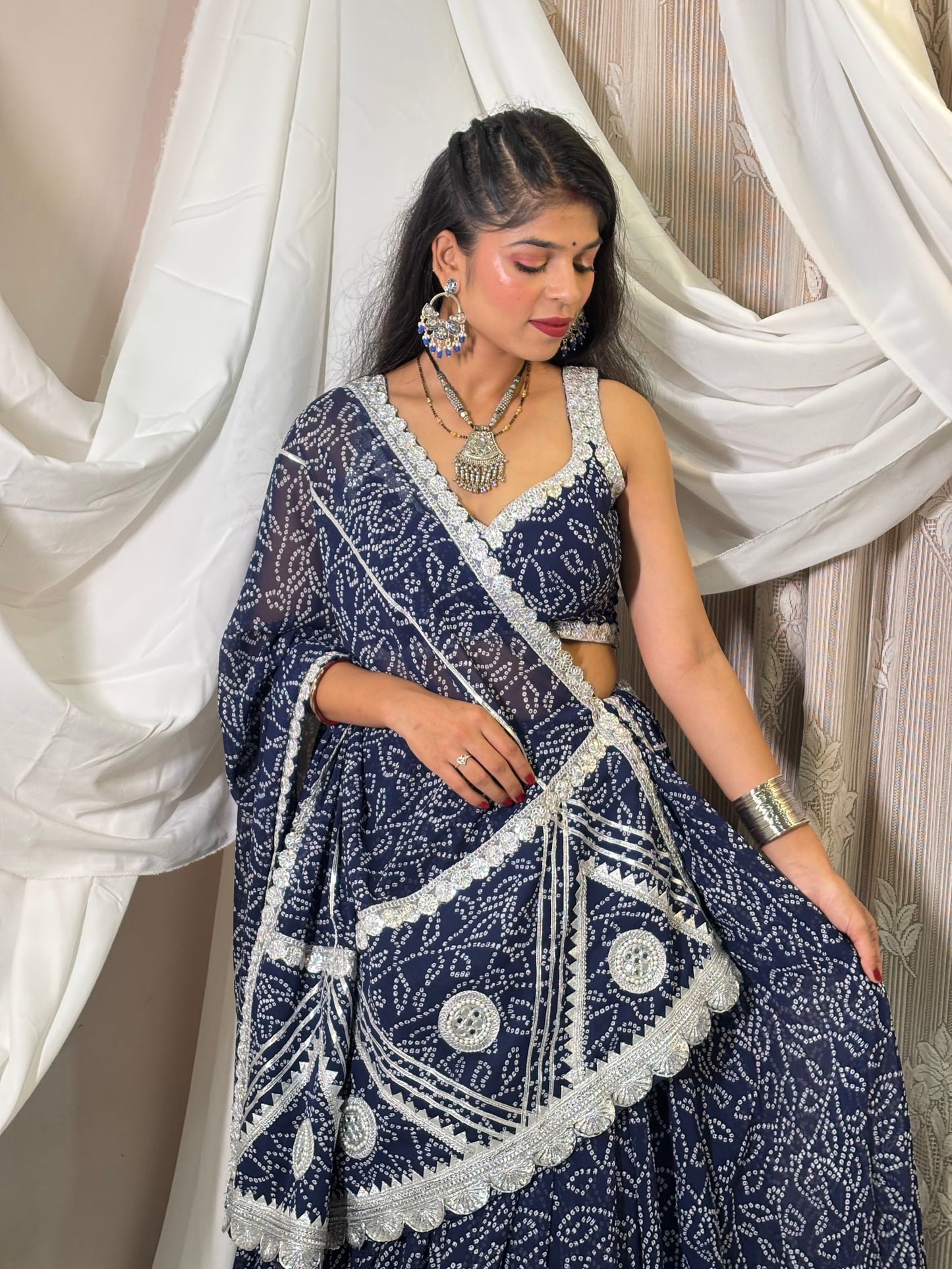 Blue Bandhani Lehenga