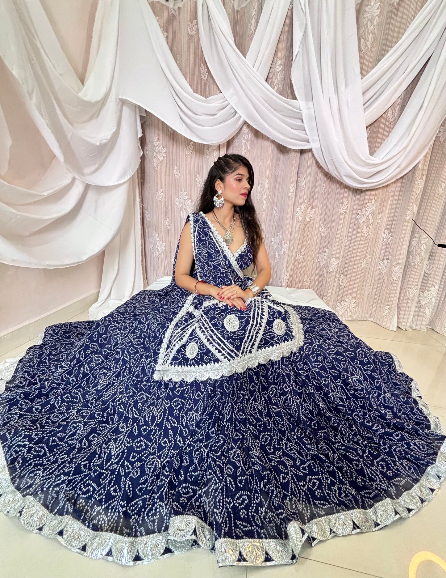 Blue Bandhani Lehenga