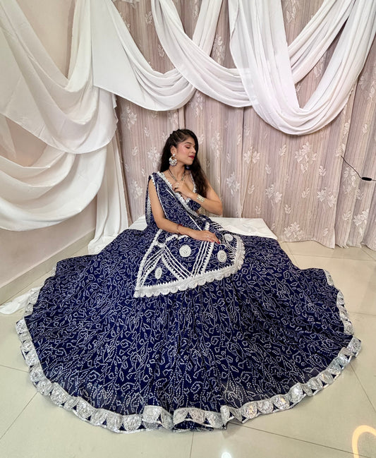 Blue Bandhani Lehenga