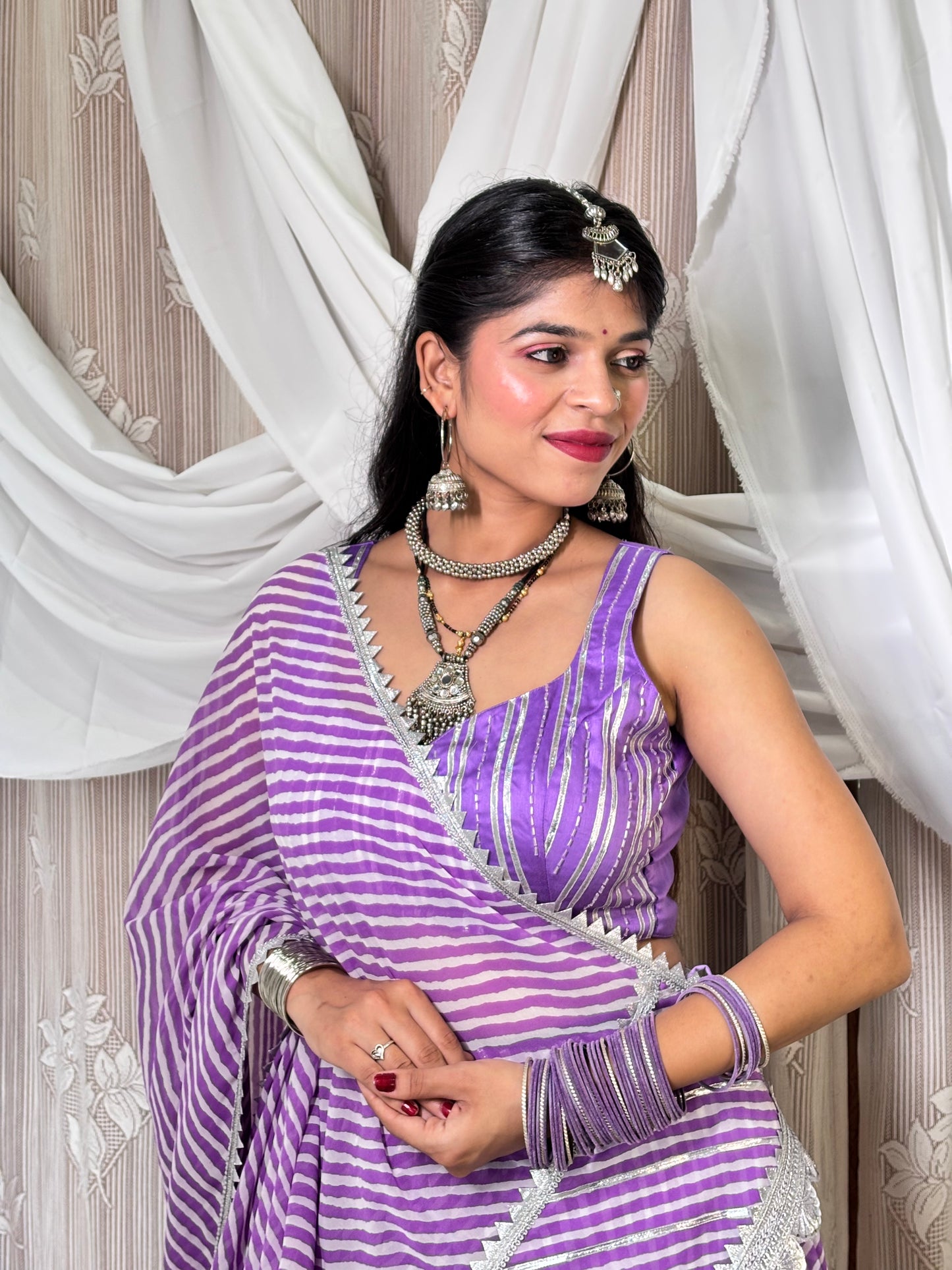 Purple Leheriya Lehenga