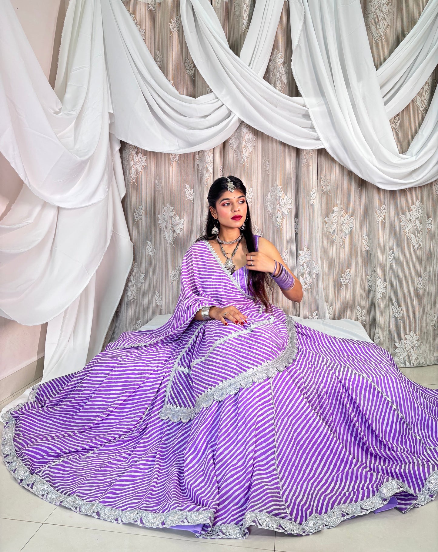 Purple Leheriya Lehenga
