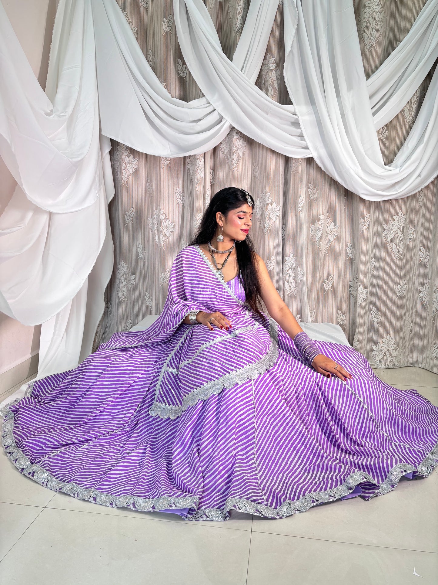 Purple Leheriya Lehenga