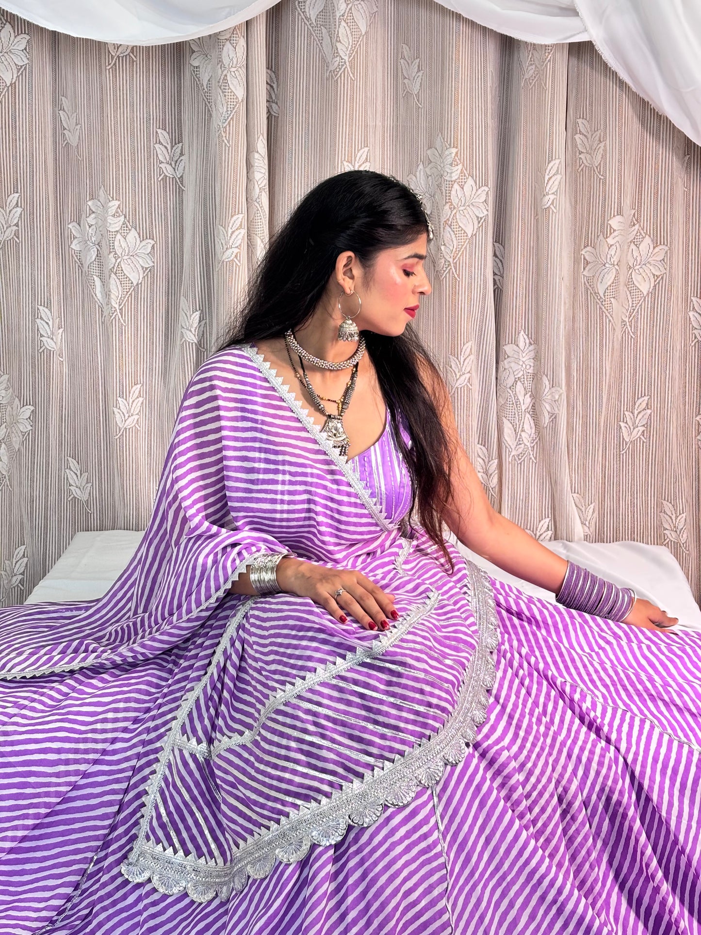 Purple Leheriya Lehenga