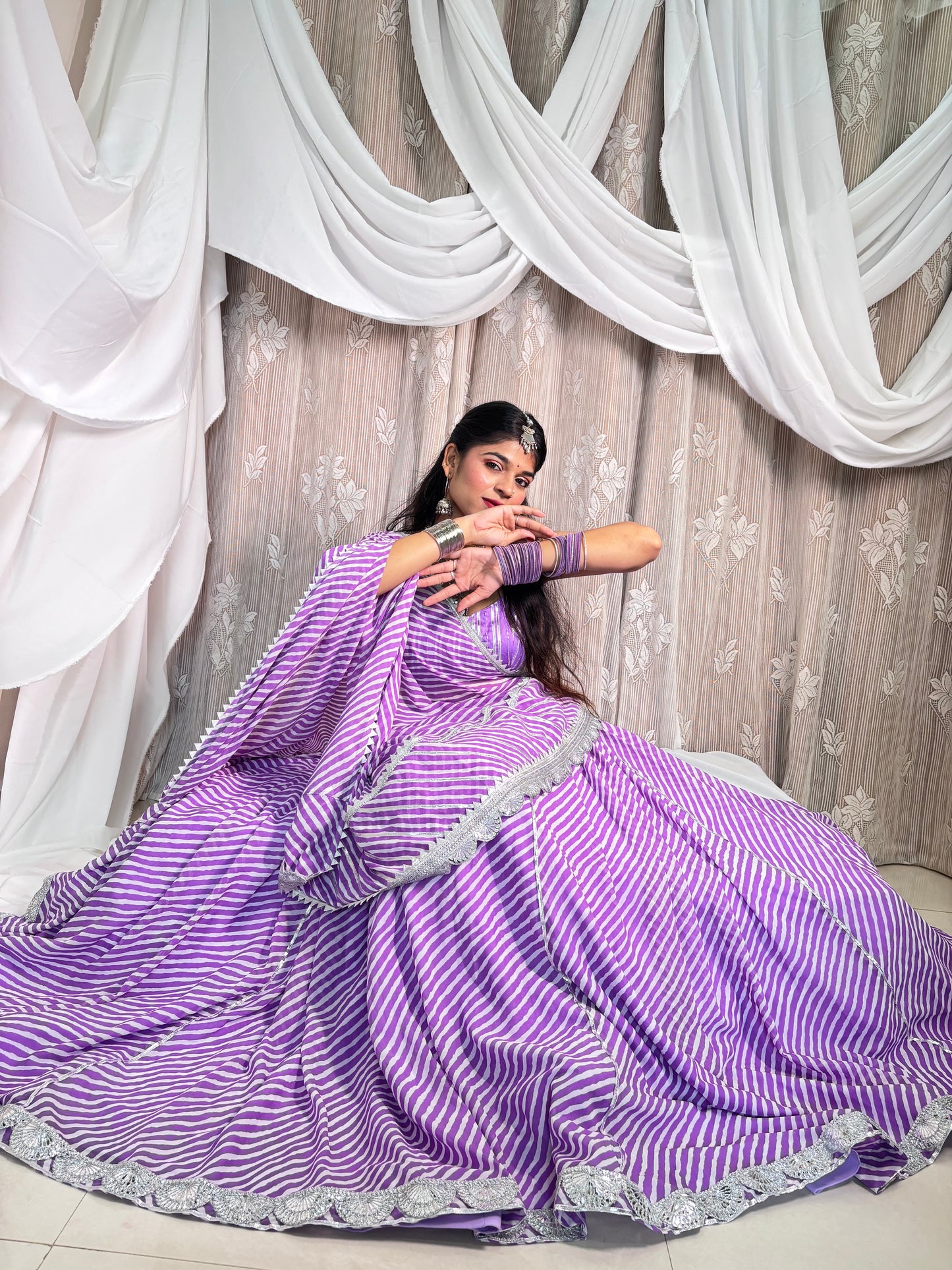 Purple Leheriya Lehenga