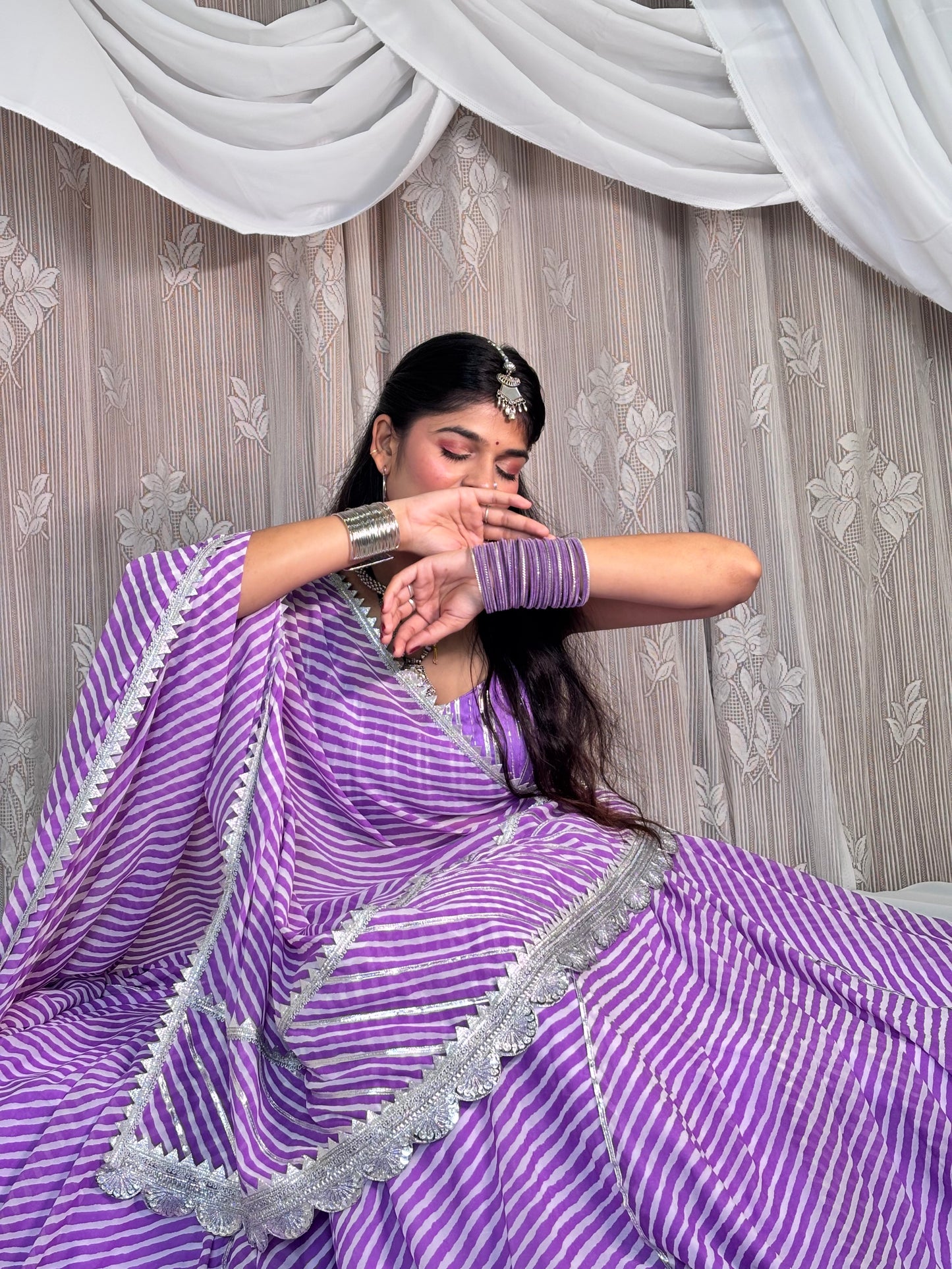 Purple Leheriya Lehenga