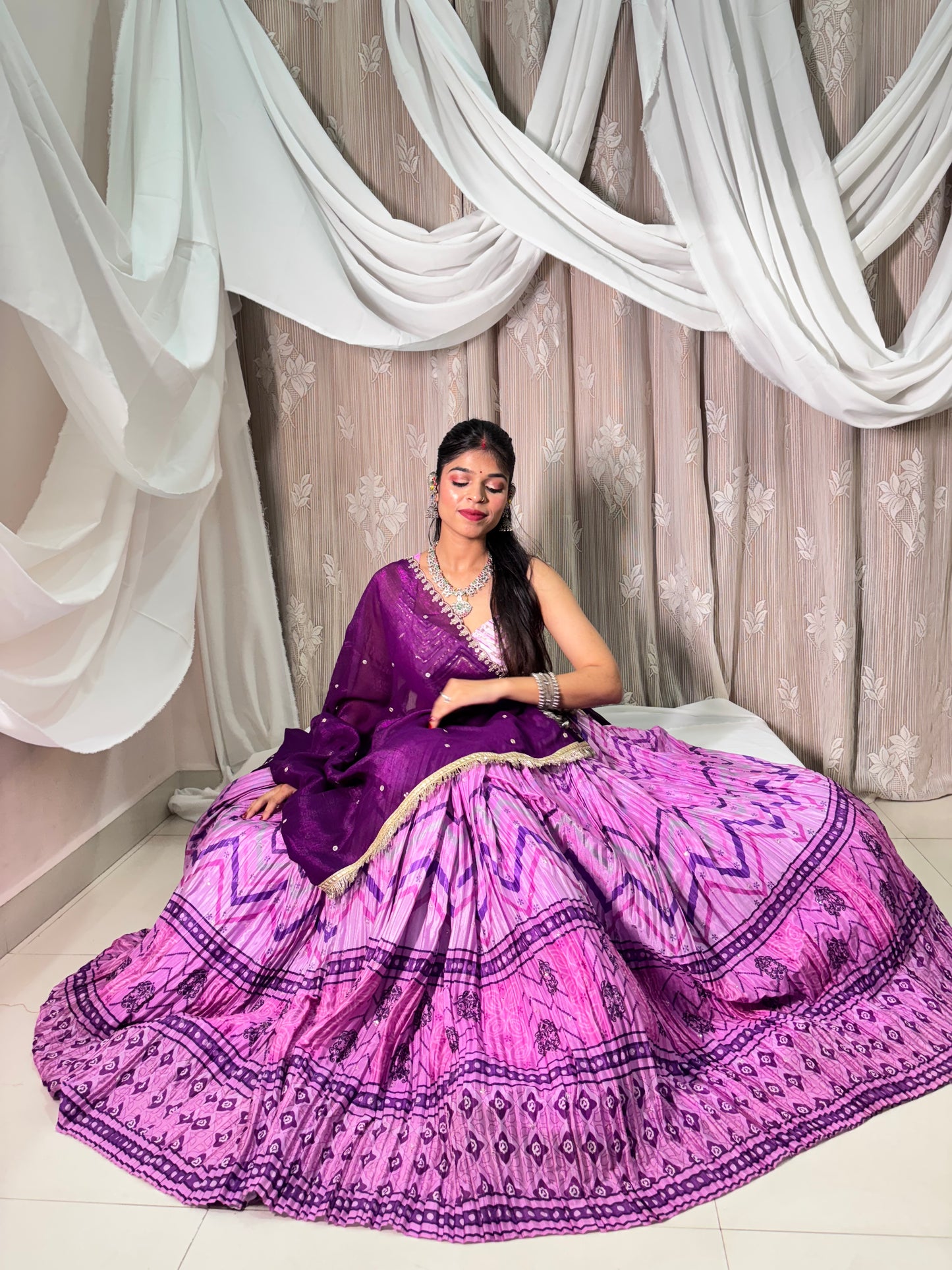 Purple Crush Leheriya Lehenga